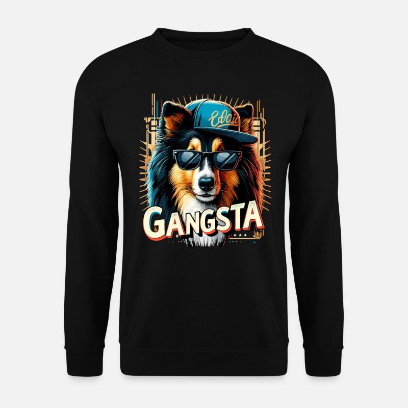 Collie Gangsta Gangster Hund Geschenk - Unisex Pullover - Schwarz