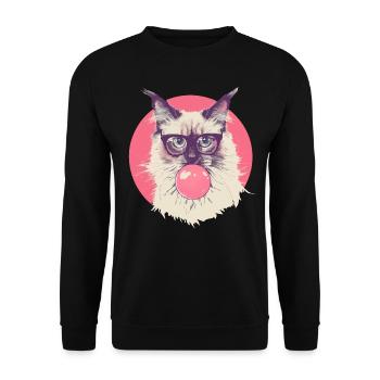Ragdoll Cat Glasses Chewing Gum - Unisex Sweatshirt - black - Front - Alina (178cm) & Michal (187cm)