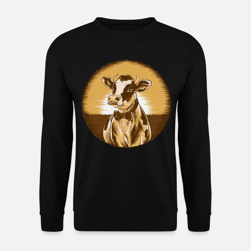 Retro Cow with Bowtie - Unisex Pullover - Schwarz