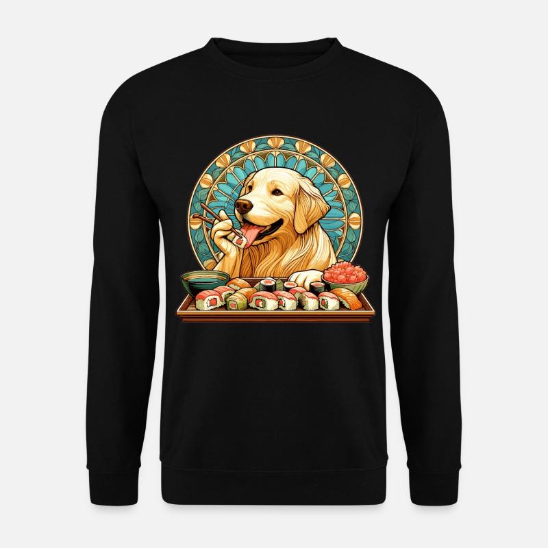 Sushi Golden Retriever Maki Geschenk - Unisex Pullover - Schwarz