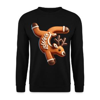 Rentierlebkuchenmann Lebkuchen Keks Lustig - Unisex Pullover - Schwarz - Vorne - Alina (178cm) & Michal (187cm)