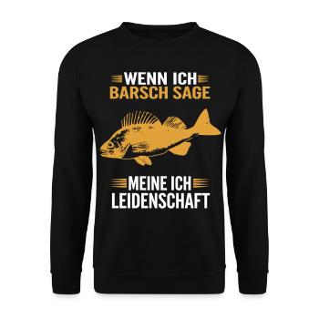 Barsch Angeln meine Leidenschaft - Unisex Pullover - Schwarz - Vorne - Alina (178cm) & Michal (187cm)