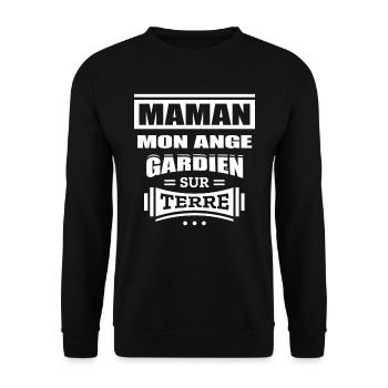 MAMAN MON ANGE GARDIEN SUR TERRE - Sweat-shirt Unisexe - noir - Devant - Alina (178cm) & Michal (187cm)