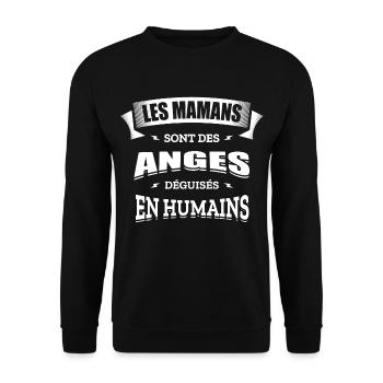 LES MAMANS SONT DES ANGES DÉGUISÉS EN HUMAINS - Sweat-shirt Unisexe - noir - Devant - Alina (178cm) & Michal (187cm)