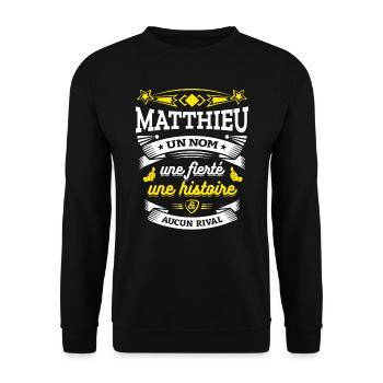 MATTHIEU UN NOM UNE FIERTÉ AUCUN RIVAL - Sweat-shirt Unisexe - noir - Devant - Alina (178cm) & Michal (187cm)