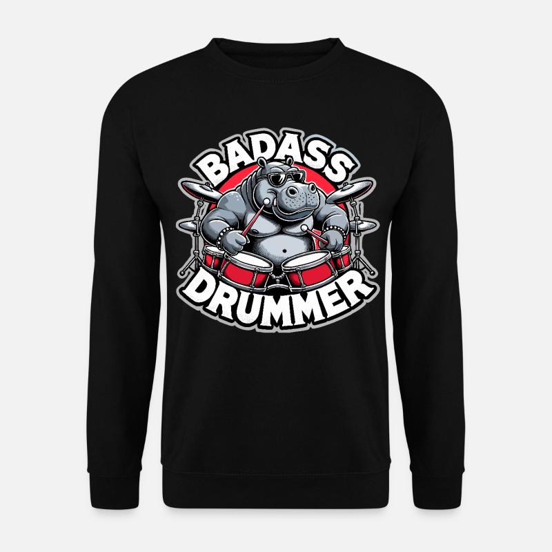 Badass Drummer Hippo Cool Gift - Sweat-shirt Unisexe - noir