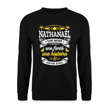 NATHANAËL UN NOM UNE FIERTÉ AUCUN RIVAL - Sweat-shirt Unisexe - noir - Devant - Alina (178cm) & Michal (187cm)