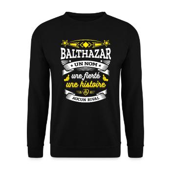 BALTHAZAR UN NOM UNE FIERTÉ AUCUN RIVAL - Sweat-shirt Unisexe - noir - Devant - Alina (178cm) & Michal (187cm)