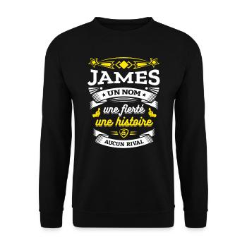JAMES UN NOM UNE FIERTÉ AUCUN RIVAL - Sweat-shirt Unisexe - noir - Devant - Alina (178cm) & Michal (187cm)