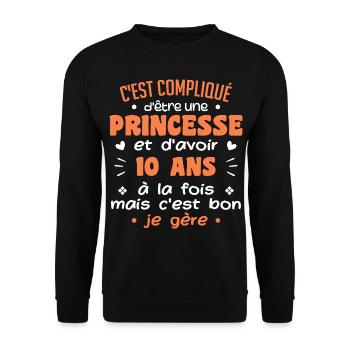 Woman Princess Birthday 10 Year Old - Unisex Sweatshirt - black - Front - Alina (178cm) & Michal (187cm)