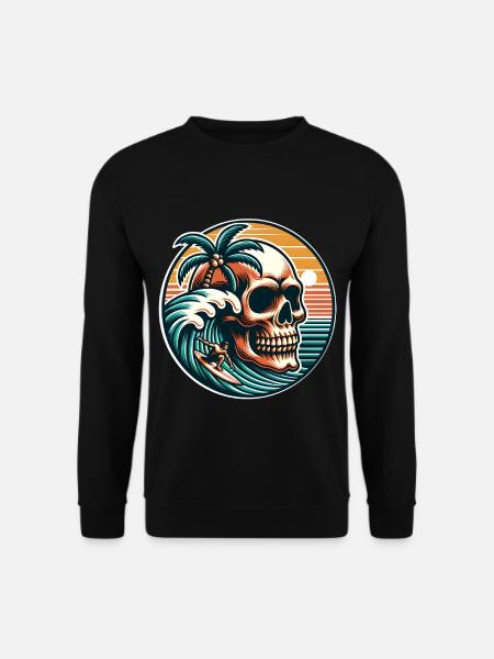 Crâne de surfeur de surf - Sweat-shirt Unisexe - noir
