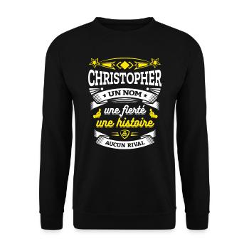 CHRISTOPHER UN NOM UNE FIERTÉ AUCUN RIVAL - Sweat-shirt Unisexe - noir - Devant - Alina (178cm) & Michal (187cm)
