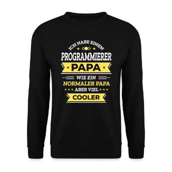 PROGRAMMIERER PAPA: COOL, TECH, DIGITAL, INNOVATIV - Unisex Pullover - Schwarz - Vorne - Alina (178cm) & Michal (187cm)