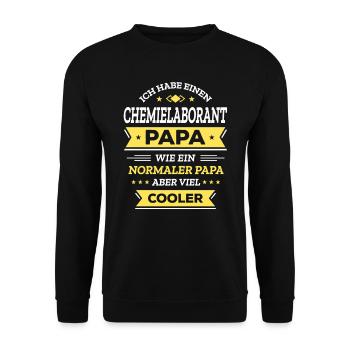 CHEMIELABORANT PAPA: COOL, VATERTAG, WEIHNACHTEN - Unisex Pullover - Schwarz - Vorne - Alina (178cm) & Michal (187cm)
