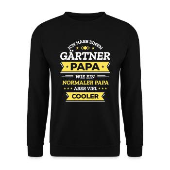 GÄRTNER PAPA: GEBURTSTAG, VATERTAG, WEIHNACHTEN - Unisex Pullover - Schwarz - Vorne - Alina (178cm) & Michal (187cm)