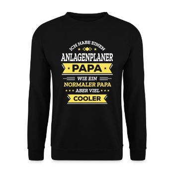ANLAGENPLANER PAPA - COOLER VATERTAG WEIHNACHTEN - Unisex Pullover - Schwarz - Vorne - Alina (178cm) & Michal (187cm)