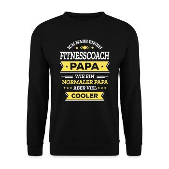 FITNESSCOACHPAPA VATERTAG WEIHNACHTENGEBURTSTAG - Unisex Pullover - Schwarz - Vorne - Alina (178cm) & Michal (187cm)