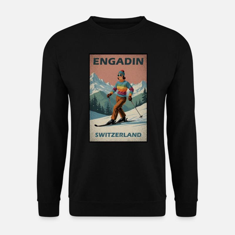 Engadin Skifahren Alpen - Unisex Pullover - Schwarz