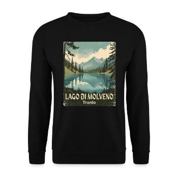 Molvenosee retro bergsee - Unisex Pullover - Schwarz - Vorne - Alina (178cm) & Michal (187cm)