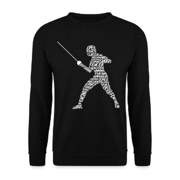 Fechter Fechtkunst Typografie Kinder Herren Jungen - Unisex Pullover - Schwarz - Vorne - Alina (178cm) & Michal (187cm)