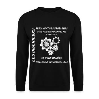 Les Ingénieurs - Sweat-shirt Unisexe - noir - Devant - Alina (178cm) & Michal (187cm)