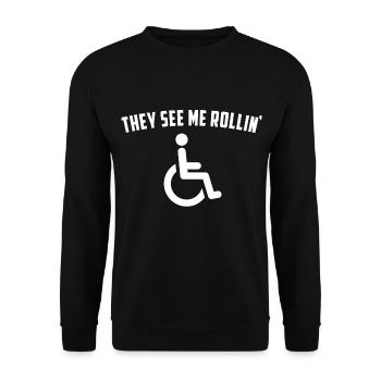 Wheelchair user humor - Unisex Sweatshirt - black - Front - Alina (178cm) & Michal (187cm)