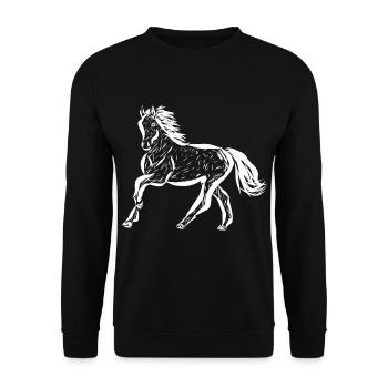 Pferd - Unisex Pullover - Schwarz - Vorne - Alina (178cm) & Michal (187cm)