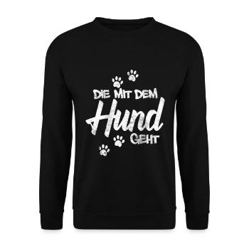 Die mit dem Hund geht - Unisex Pullover - Schwarz - Vorne - Alina (178cm) & Michal (187cm)