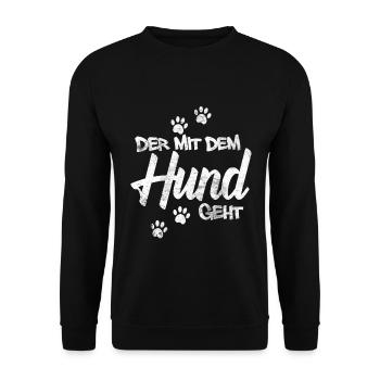 Der mit dem Hund geht - Unisex Pullover - Schwarz - Vorne - Alina (178cm) & Michal (187cm)