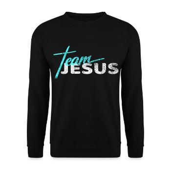 Religiöser christlicher Gott von Jesus Geschenk-Shirt - Unisex Pullover - Schwarz - Vorne - Alina (178cm) & Michal (187cm)