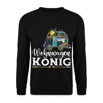Wohnwagen König Camper Papa Camping - Unisex Pullover - Schwarz - Vorne - Alina (178cm) & Michal (187cm)