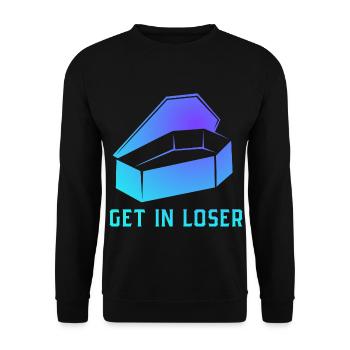 Get In Loser Coffin Pastel Goth Soft Grunge - Unisex Pullover - Schwarz - Vorne - Alina (178cm) & Michal (187cm)