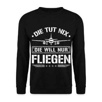 Die Tut Nix Fliegen Berufspilot Flugzeug Pilotin - Unisex Pullover - Schwarz - Vorne - Alina (178cm) & Michal (187cm)