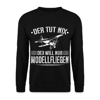 Der Tut Nix Modellfliegen Modellbau Modellflieger - Unisex Pullover - Schwarz - Vorne - Alina (178cm) & Michal (187cm)