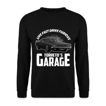 Toretto's Garage | Tuner Workshop - Unisex Sweatshirt - black - Front - Alina (178cm) & Michal (187cm)
