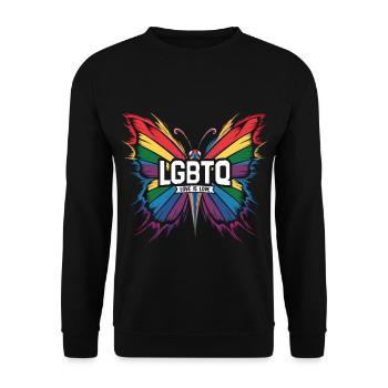LGBTQ love is love butterfly - Unisex Sweatshirt - black - Front - Alina (178cm) & Michal (187cm)