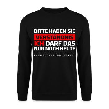 JGA - Bitte haben sie Verständnis - Unisex Pullover - Schwarz - Vorne - Alina (178cm) & Michal (187cm)