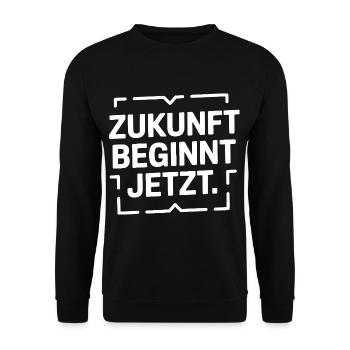 Motivation: Zukunft beginnt jetzt - Unisex Pullover - Schwarz - Vorne - Alina (178cm) & Michal (187cm)