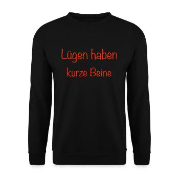 Lügen haben kurze Beine - Unisex Pullover - Schwarz - Vorne - Alina (178cm) & Michal (187cm)