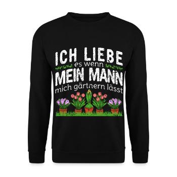 Ich Liebe Mein Mann Gärtnerin Garten - Unisex Pullover - Schwarz - Vorne - Alina (178cm) & Michal (187cm)