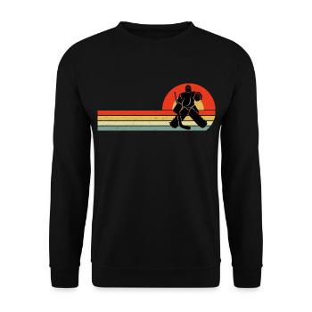 Eishockeyspieler Torwart Torwart Vintage Retro - Unisex Pullover - Schwarz - Vorne - Alina (178cm) & Michal (187cm)