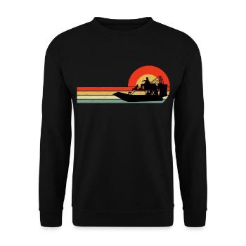 Vintage Rétro Airboat Fanboat Airboating Planeboat - Sweat-shirt Unisexe - noir - Devant - Alina (178cm) & Michal (187cm)