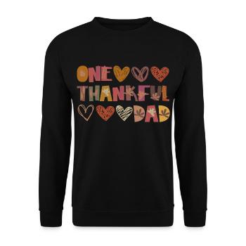 Thankful Dad Papa Herbst Blätter Dankbarkeit - Unisex Pullover - Schwarz - Vorne - Alina (178cm) & Michal (187cm)