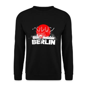 Berlin Germany City Skyline Japan Sun - Unisex Sweatshirt - black - Front - Alina (178cm) & Michal (187cm)