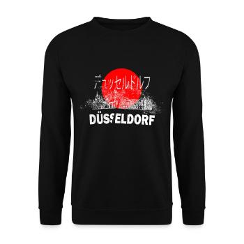 Dusseldorf Germany City Skyline Japan Sun - Unisex Sweatshirt - black - Front - Alina (178cm) & Michal (187cm)