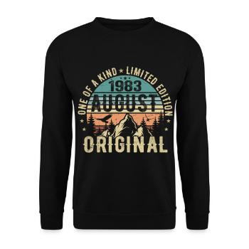 August 1983 - Geboren Im August 1983 - Geburtstags - Unisex Pullover - Schwarz - Vorne - Alina (178cm) & Michal (187cm)