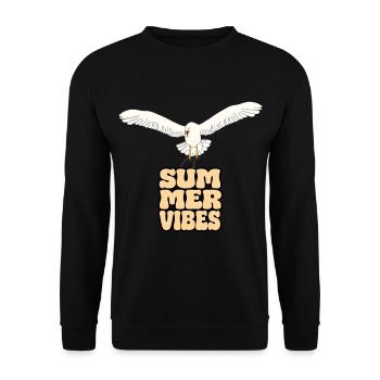 Möwe mit Pistole - Summer Vibes Meer Strand Urlaub - Unisex Pullover - Schwarz - Vorne - Alina (178cm) & Michal (187cm)