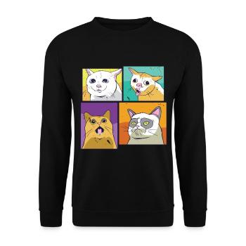 Meme cats - Unisex Sweatshirt - black - Front - Alina (178cm) & Michal (187cm)