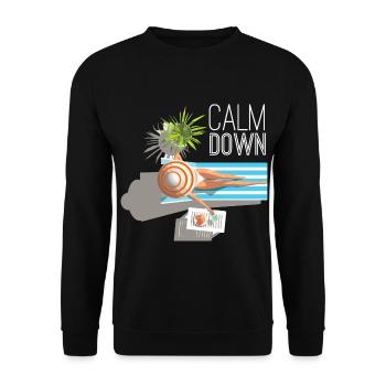 Relaxation and relaxation. Just Calm Down - Unisex Sweatshirt - black - Front - Alina (178cm) & Michal (187cm)