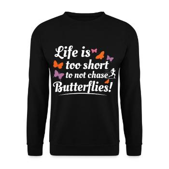 papillons papillons collectionneur d’insectes Entomologie - Sweat-shirt Unisexe - noir - Devant - Alina (178cm) & Michal (187cm)
